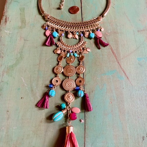 Chicos BOHO Multi Color Tribal Belly Dancer Necklace - Picture 5 of 10